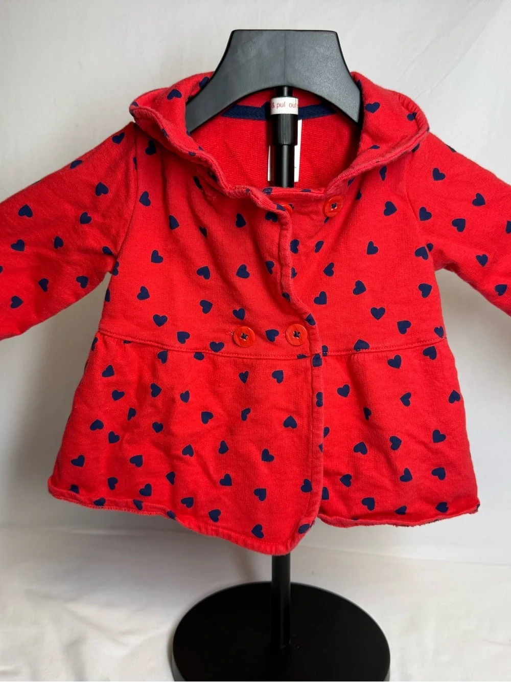 Carter’s Baby Girl Red Heart Print Cotton Cardigan Jacket Size 12 Months